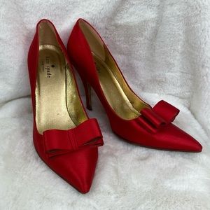 Kate Spade New York Latrice Red Satin Bow Heel Pumps 9.5
